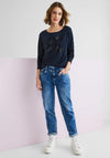 Street One Sequin Wording Top, Deep Blue