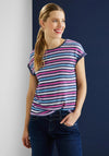 Street One Melange Striped T-Shirt, Marine Blue