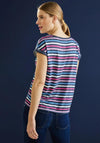 Street One Melange Striped T-Shirt, Marine Blue