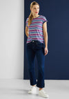 Street One Melange Striped T-Shirt, Marine Blue