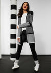 Street One Woven Long Knit Cardigan, Black & White