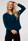 Street One Half Button Blouse, Deep Teal