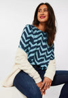 Street One Zig Zag Pattern Top, Deep Teal Blue