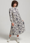 Superdry Womens Vintage Graphic Midi Dress, Cream & Navy