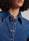 Superdry Womens Vintage Western Denim Shirt, Fulton Blue