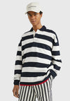 Tommy Hilfiger Blocked Stripe Rugby Polo Shirt, Ecru & Desert Sky