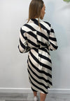 The Sofia Collection Stripe Print Midi Shirt Dress, Black & Cream