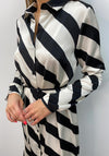 The Sofia Collection Stripe Print Midi Shirt Dress, Black & Cream