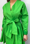 The Sofia Collection Bow Front Wrap Mini Dress, Green