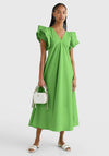 Tommy Hilfiger Womens Frill Maxi Dress, Spring Lime