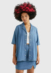 Tommy Jeans Womens Chambray Oversize Shirt, Medium Blue