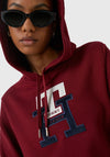 Tommy Hilfiger Womens Terry Monogram Hoodie, Rouge