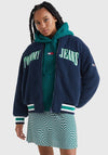 Tommy Jeans Sherpa Letterman Jacket, Navy