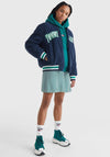 Tommy Jeans Sherpa Letterman Jacket, Navy