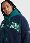 Tommy Jeans Sherpa Letterman Jacket, Navy