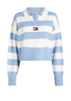 Tommy Jeans Womens Stripe Polo Sweater, Pearly Blue