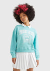 Tommy Jeans Womens Varsity Polo Sweatshirt, Ocean Tide