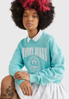 Tommy Jeans Womens Varsity Polo Sweatshirt, Ocean Tide