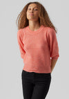 Vero Moda Three Quarter Sleeve Jumper, Georgia Peach