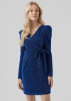 Vero Moda Wild Metallic Wrap Front Mini Dress, Dazzling Blue