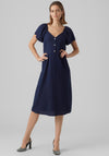 Vero Moda Milo Linen Blend Midi Dress, Navy Blazer