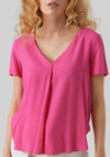 Vero Moda Brit V Neck Top, Pink Yarrow