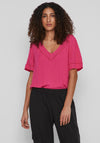 Vila Mesa V Neck Top, Pink Yarrow