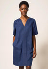 White Stuff June Linen Tunic Dress, Navy