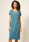 White Stuff Tallie Print Jersey Dress, Teal