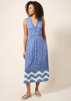 White Stuff Zoe Print Jersey Midi Dress, Blue