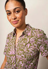 White Stuff Penny Print Jersey Shirt, Green & Pink