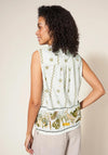 White Stuff Flowing Grasses Sleeveless Shirt, White Multi