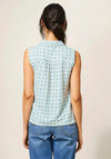 White Stuff Flowing Grasses Sleeveless Shirt, Teal & White