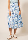 White Stuff Maeva Print A Line Skirt, Blue Multi