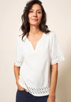 White Stuff Sage Embroidery Trim Top, White