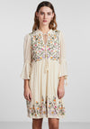 Y.A.S Chella Embroidered Mini Smock Dress, Birch