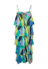 Y.A.S Pimo Abstract Print Frill Midi Dress, French Blue