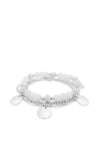 Absolute Silver White Beaded Bracelet Set, B2090SL