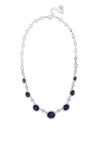 Absolute Silver Midnight Blue Oval Stones Necklace, N2005MB