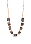 Absolute Rose Gold Black Rectangle Stones Necklace, N2041BK