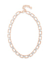 Absolute Rose Gold Disc and Silver Diamante Linking Rectangles Necklace, N2080MX