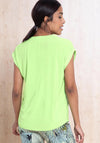 Bianca Julie Cap Sleeve Open Neckline Shirt, Green