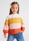 Mayoral Girls Long Sleeve Stripe Knit Jumper, Mustard Multi