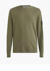 Calvin Klein Monogram Badge Waffled Long Sleeved Top, Burnt Olive