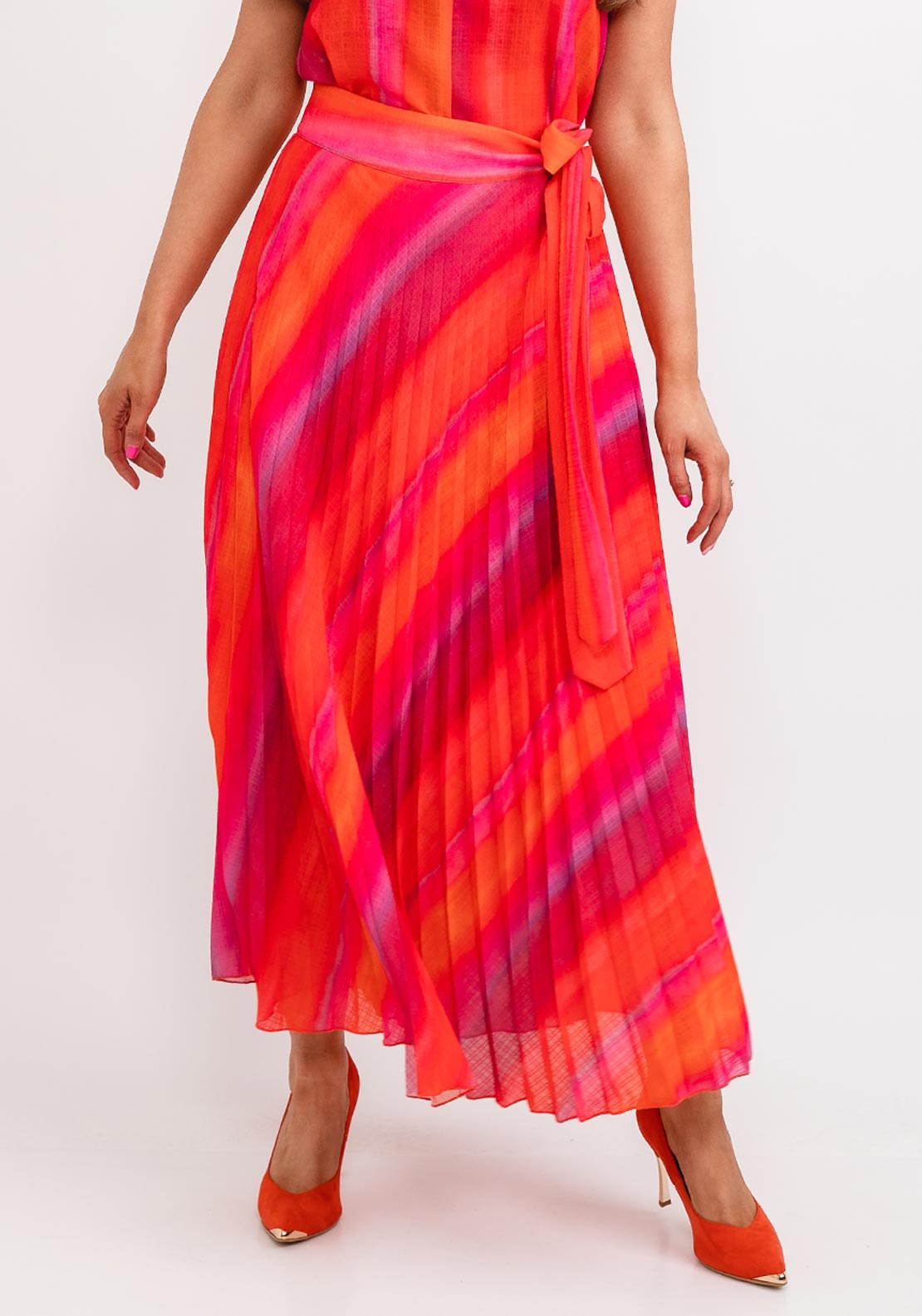 Camelot Ombre Pleated Maxi Skirt, Pink Multi - McElhinneys