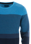 Casa Moda Long Sleeve Round Neck Block Colour Sweater, Blue