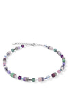 Coeur De Lion Geo Cube Crystal & Gemstones Necklace, Lilac & Green