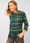 Cecil High Neck Checked Sweater, Ponderosa Pine Green