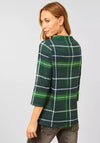 Cecil High Neck Checked Sweater, Ponderosa Pine Green