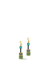 Coeur De Lion GeoCube Iconic Earrings, Green & Gold